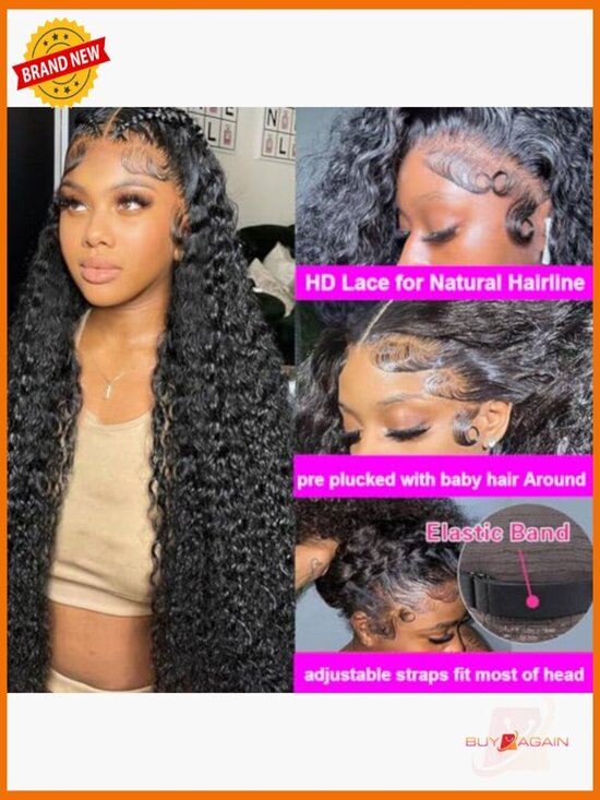 30 Inch Deep Wave Lace Front Wig Human Hair 200 Density HD Lace Frontal